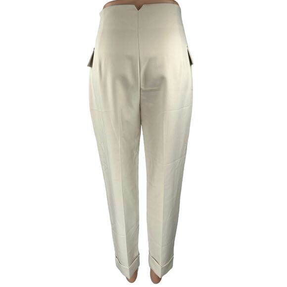 Zara Women's Off White High Waisted Pleated Straight Trouser Dress Pants Size S - Picture 3 of 6
